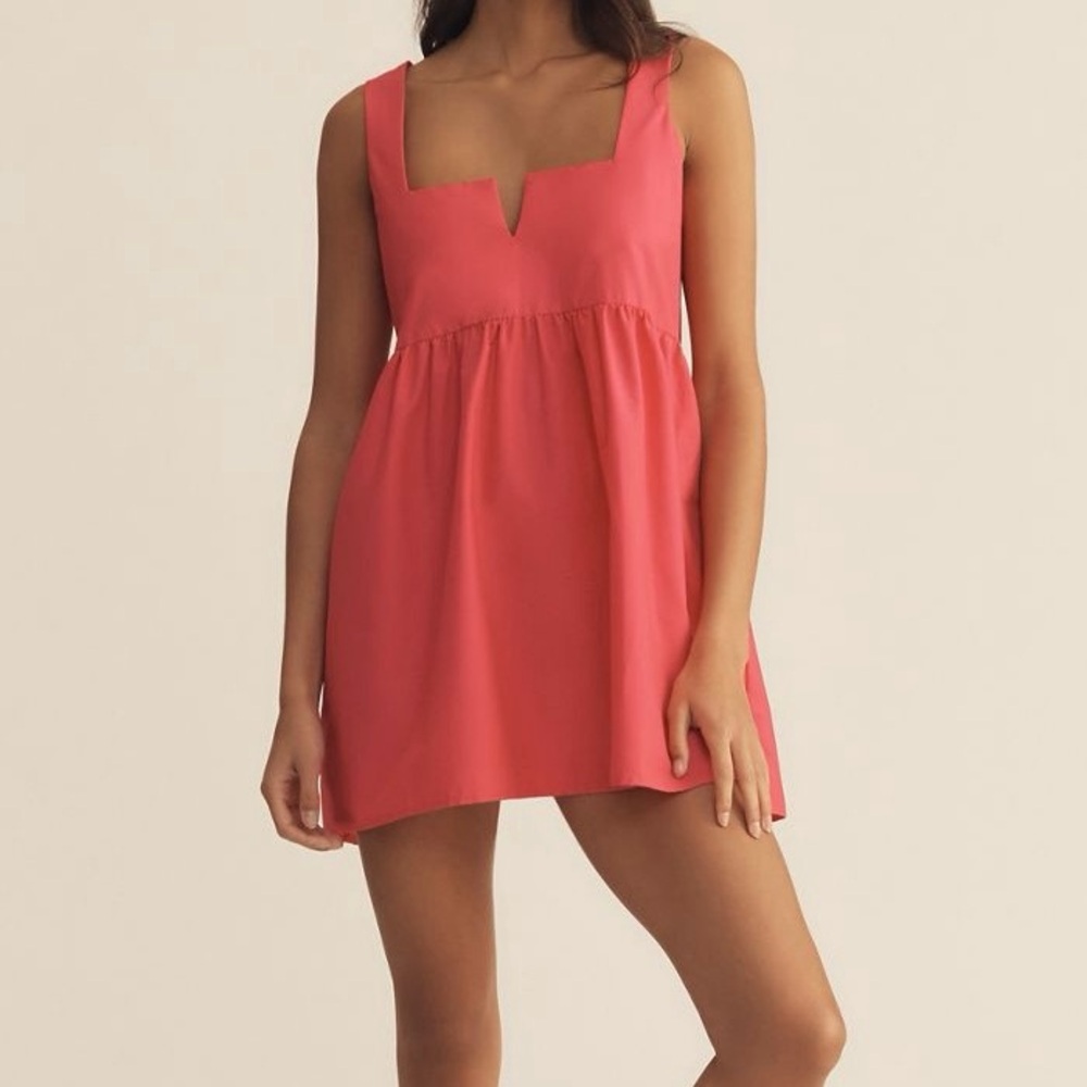 NWT SZ M daily practice by Anthropologie sleeveless split neck mini dress pink